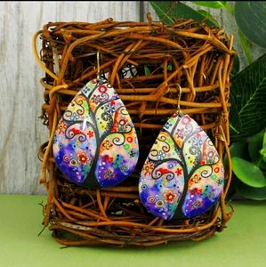 Whimsical Floral Print Teardrop Earrings